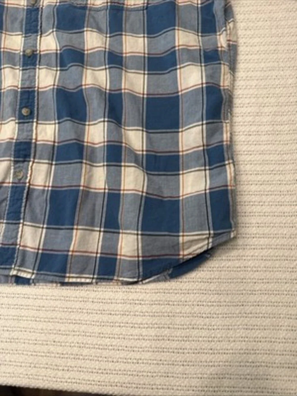 Eddie Bauer Shirt Men XL Blue Orange Check Short Sleeve Button Up